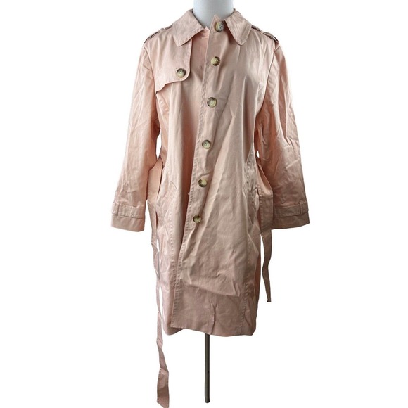 Talbots Polished Trench Coat Tie Belt Pink Women's Plus Size 3X - Picture 3 of 12